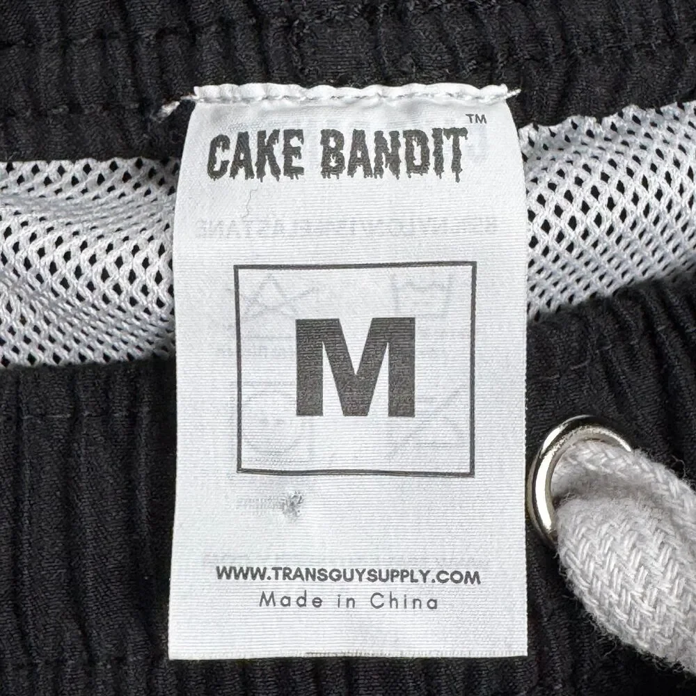 Cake Bandit Swim Trunks Men Medium Black Lined Drawstring Packing Friendly Short